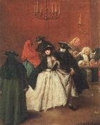 Pietro Longhi Masked venetians in the Ridotto Spain oil painting artist